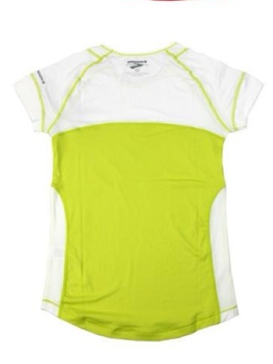 Brooks Tops - Brooks Equilibrium Technology Short Sleeve Running Tee, Lime Green and White, L